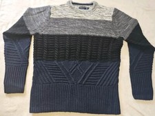 Nautica Mens Sweater Cable Knit Blue Black Grey White Wool Blend Size Large