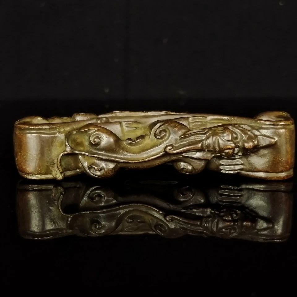 Antigua estatua china de bronce con adorno de murciélago valiente Ruyi Foto 3 de 4