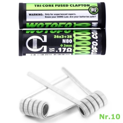 10x WOTOFO TRI CORE FUSED CLAPTON Coils 0,17 Ohm Ni80 N80 Nichrome RBA, Nr.10