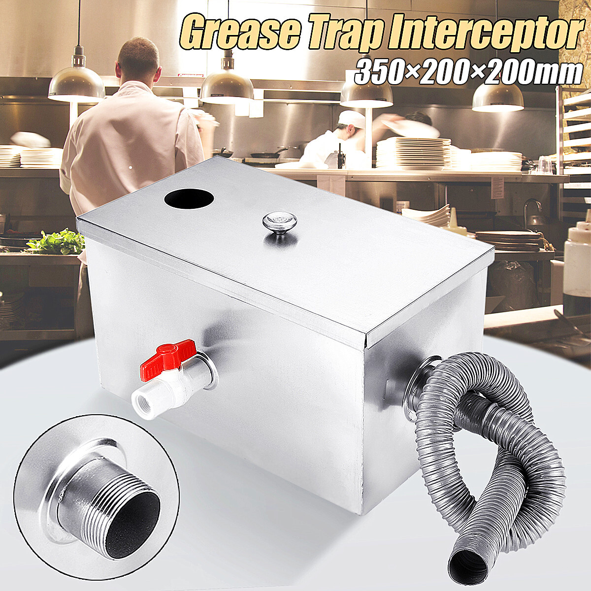 Commercial 8LB 5GPM Restaurant Kitchen Grease Trap Interceptor Stainless Steel