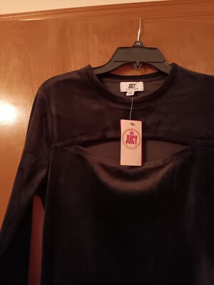 knee length dresses for ladies JUICY COUTURE Long Sleeve Rhinestone Mini Dress Velour main image 1