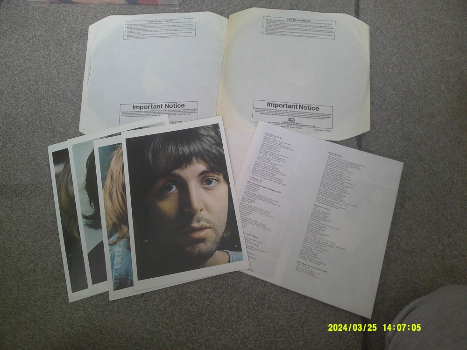 THE BEATLES The Beatles (White Album) & INSERTS 1968 APPLE side opening