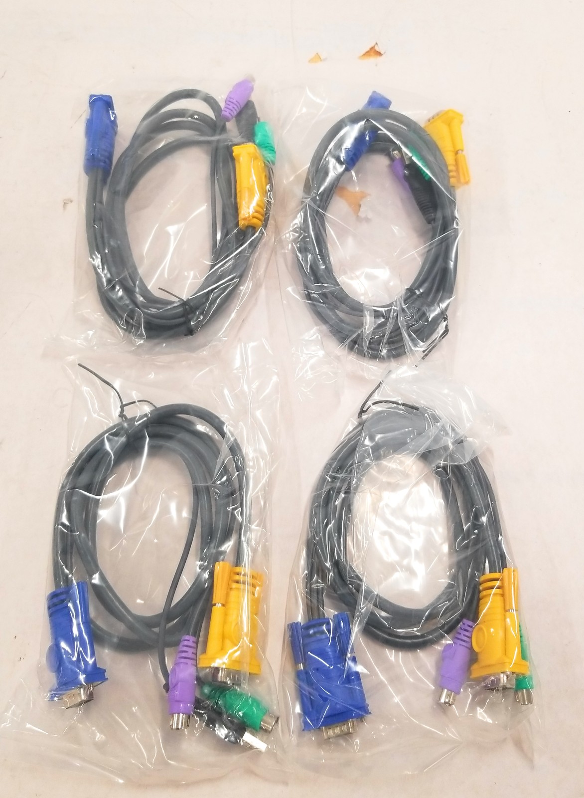 Lot of 2 IOGEAR 4 Port VGA KVM Switch w/ 4 VGA Cables GCS1724, No Power Adapter