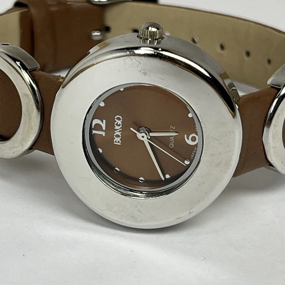 Reloj analógico Bongo vintage para mujer correa de cuero movimiento de cuarzo BG1042  Foto 4 de 4