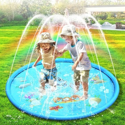 Wassersprinkler Matte 100 cm Splash Pad für Kinder 3 12 Jahre Blau