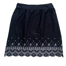 Vintage 90s Embroidered Midi Skirt Size Large 100 Cotton Whimsigoth Academia