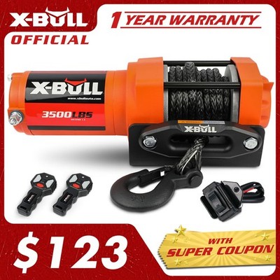 X-BULL 12V Electric Winch 3500LBS Synthetic Rope Towing 4WD UTV ATV  Boat Winch