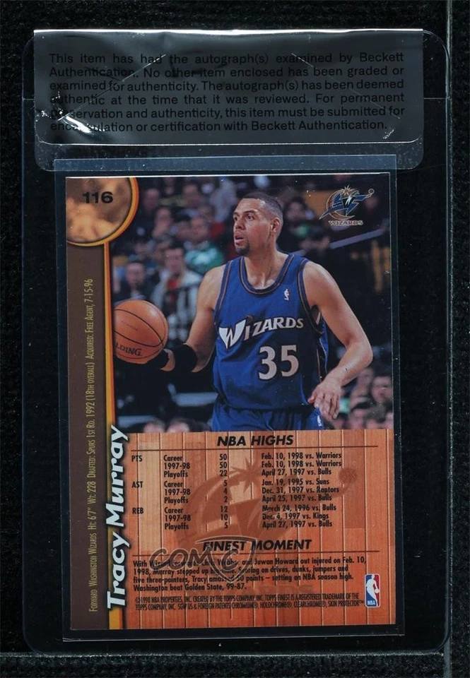 BAS 1998-99 Topps Finest Tracy Murray #116 Seal of Authenticity Auto - Image 2 of 2