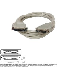 Cable Parallel Serial D-Sub DB25 DB 25 Pin Assembly Male Male Straight Thru 15FT