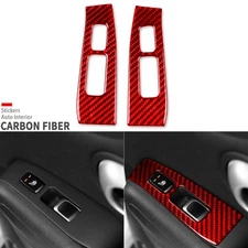Red Carbon Fiber Rear Window Lift Switch Panel Trim Cover For Kia Soul 2014-2019