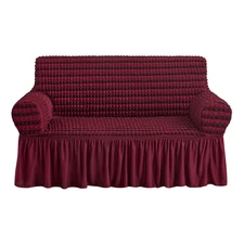 NICEEC Love Seat Slipcover Red Love Seat Cover 1 Piece Easy Fitted Sofa Couch
