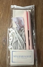 Mini Pink White Flat Iron Hair Straightener w/ Power Cord  Plastic Travel Case