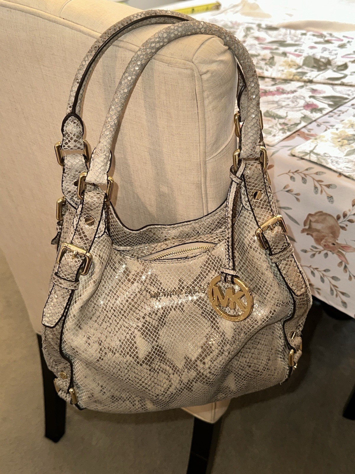 Michael Kors Bedford Med Python Snake Embossed Le… - image 1