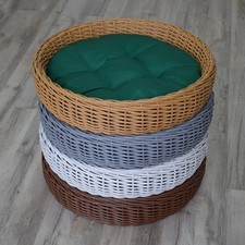 Handmade Rattan Pet Bed for Cats  Dogs  Wicker Basket with Cushion