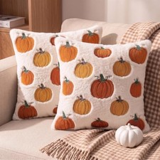 2 Pcs Pumpkin Throw Pillow Covers 18x18 Inch - Fall