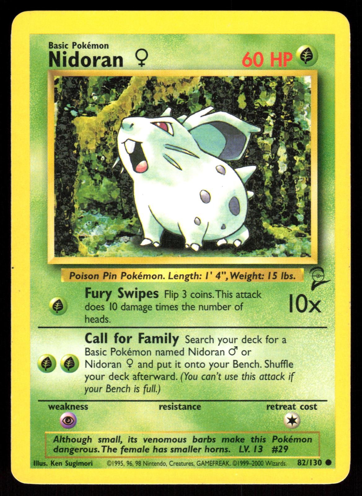 POKEMON NIDORAN F BASE SET 2 82/130 COMMON HP