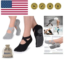 Pilates Socks for Women Non Slip Grip, Yoga Socks with Grippers for Barre, Ho...
