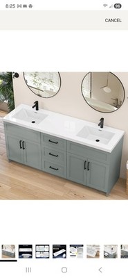 72 vanity top double sink Top NO Vanity Cabinet sink top only