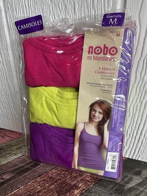 Retro Y2K No Boundaries 3 Pack Neon Stretch Camisoles Size Me Pink Yellow Purple