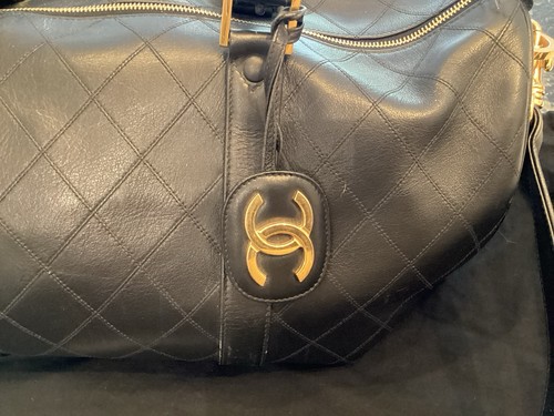 Superbe Et Authentique Sac De Voyage 48h Cuir Noir Chanel Tbe Dustbag  - Photo 4/16