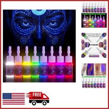 Glow in The Blacklight Tattoo Ink Set 8 Colors 5ml for Unique Body Art