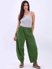 Women Relaxed Fit Solid Pants Italian Corduroy Cotton Tulip Hem Winter Trouser