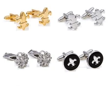 Fleur-de-Lys Cufflinks 4 Pairs Gift Box Polishing Cloth wedding men accessories
