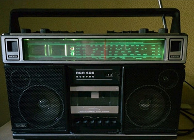 Saba RCR 405 Stereo Boombox Kassettendeck Schwarz Silber Phono DIN UKW KW LW MW