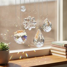 HDCRYSTALGIFTS 4Pcs Crystal Suncatchers for Window Hanging Sun Catchers Indoor R