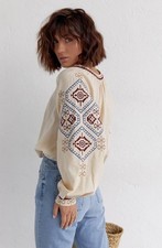 Vyshyvanka Embroidered women blouse Embroidered shirt Ukrainian Look Beige White