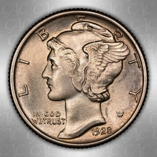 1928 Mercury Dime CACG MS-63FB CAC