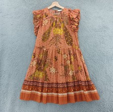Ulla Johnson Remi Dress Floral Peacocks Ruffle Sleeves, Size 10