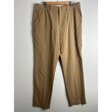 Quince Men Chino Stretch Pants Tan Flat Front Straight 36x32 Golf Performance