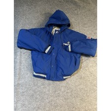 Vintage Starter Dallas Cowboys Hooded Puffer Jacket Kids Large Blue NFL Bomber