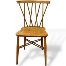 Ercol Blonde Elm Candlestick Stick Back Dining Chair Mid Century Vintage