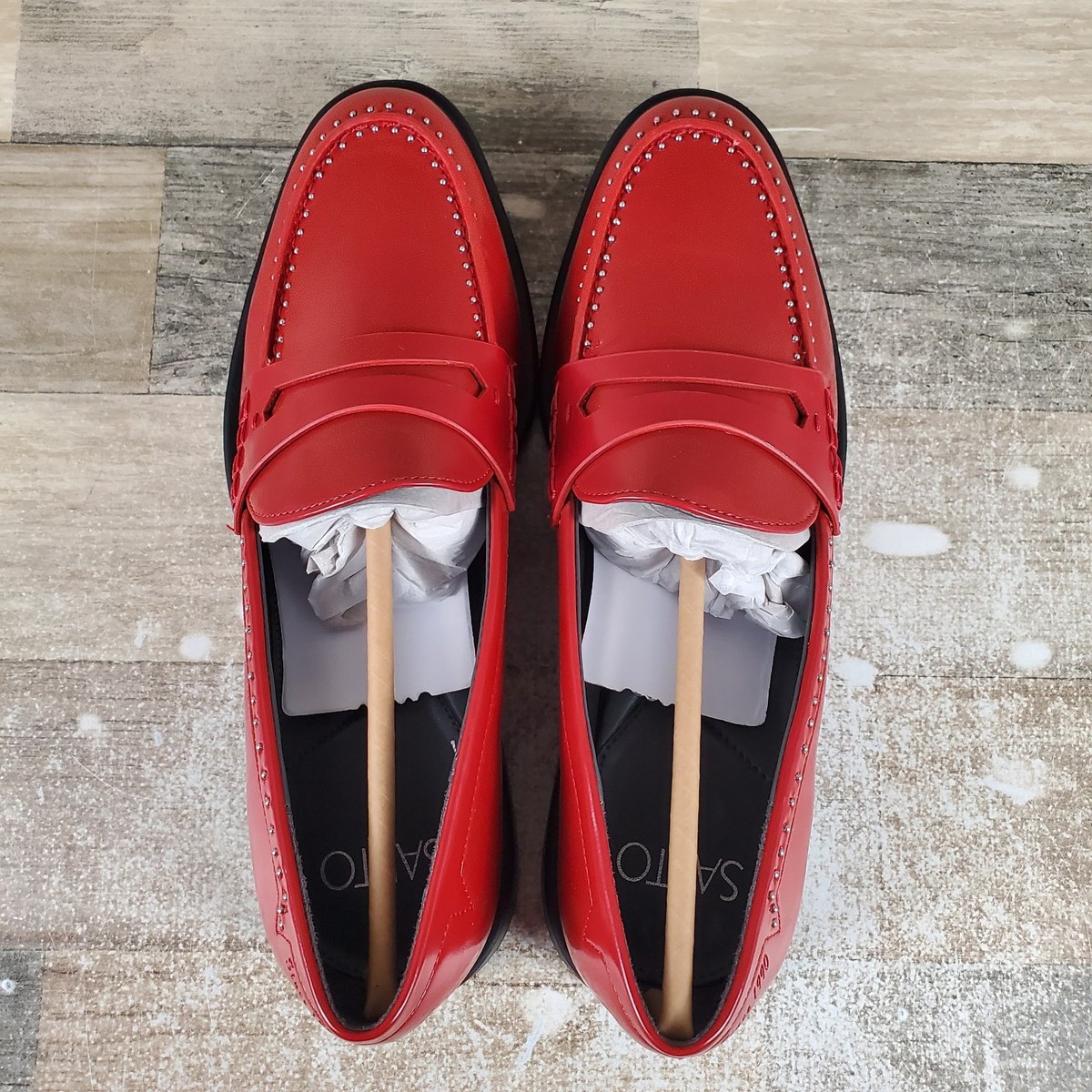 Franco Sarto Womens Eden Stud Penny Loafers Sz 9 M Patent  display picture 1
