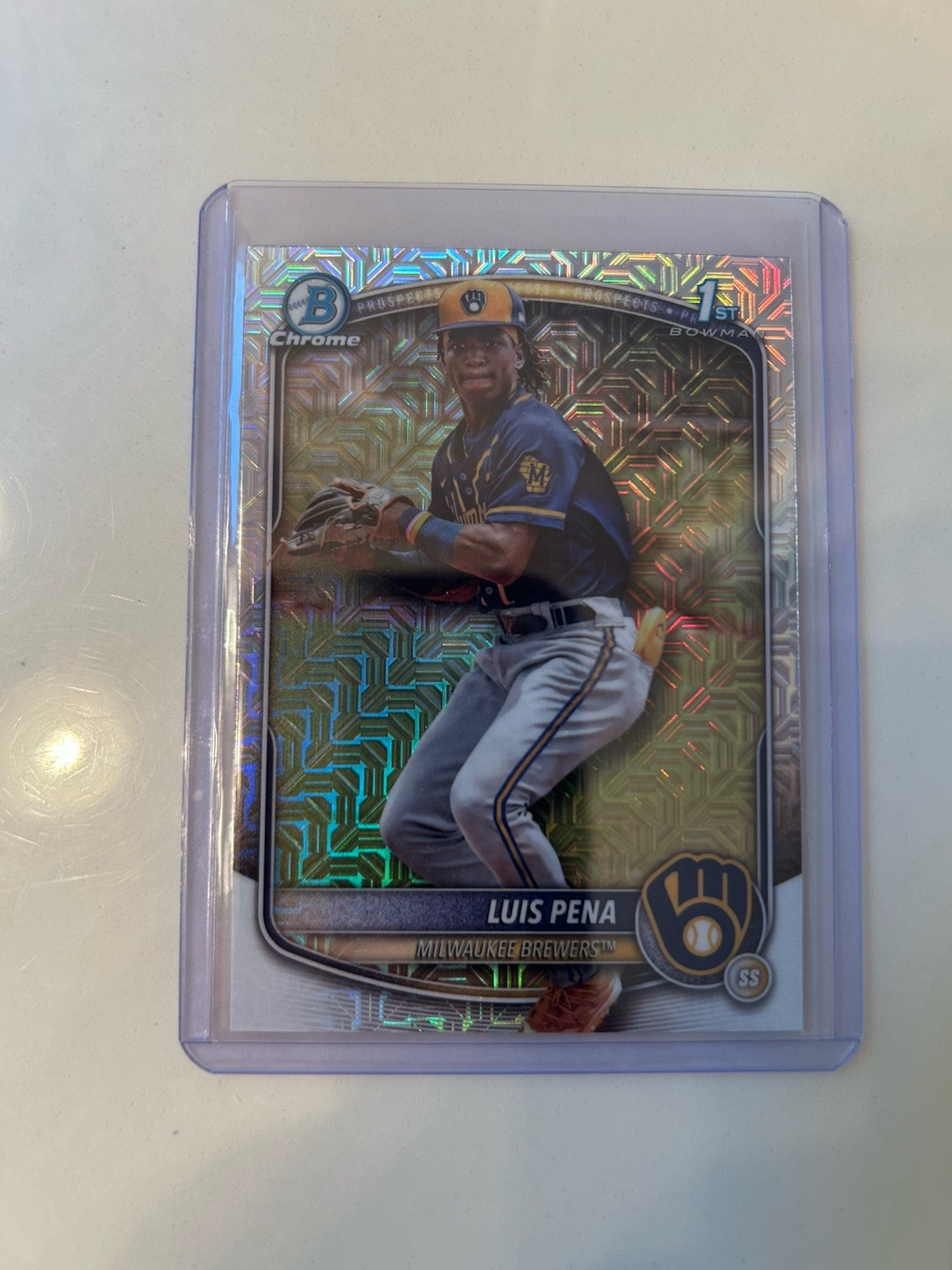 2025 Bowman Mega Box Luis Pena 1st Mojo Refractor Prospect Milwaukee Brewers