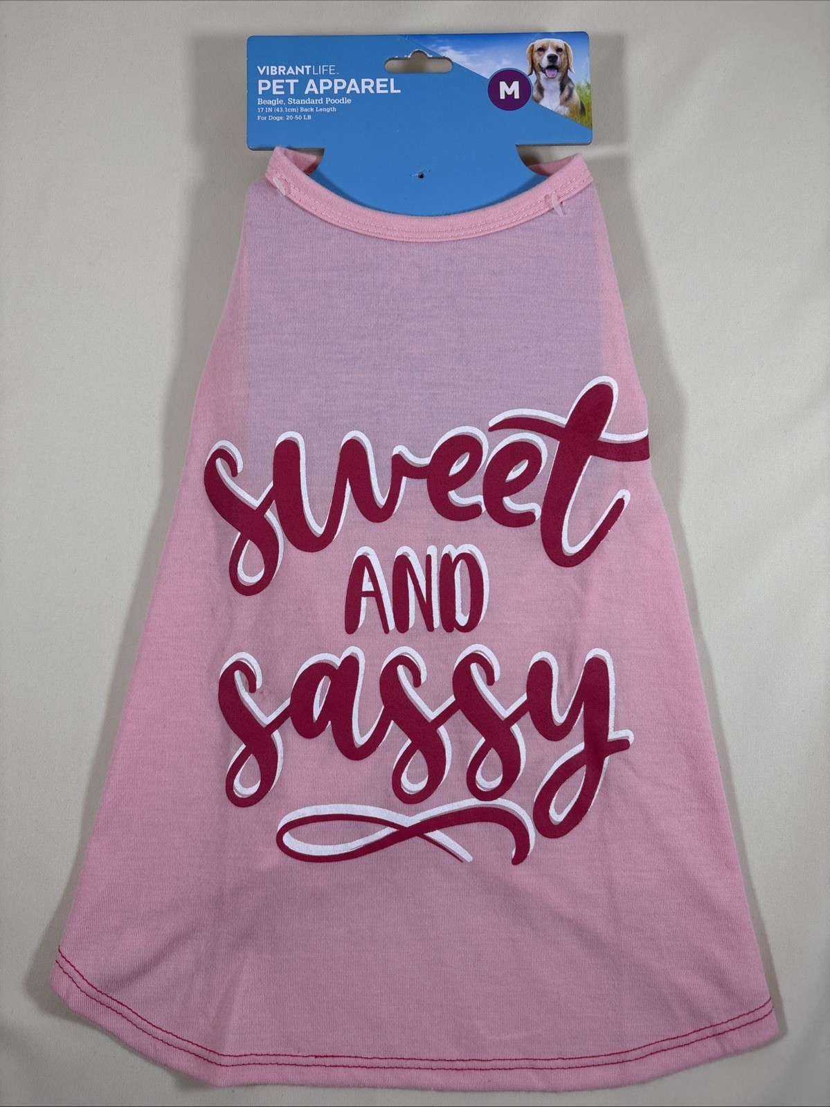 New! VibrantLife Pet Apparel Pink Sweet & Sassy Shirt W/ Ruffles Dog 20-50 lb M