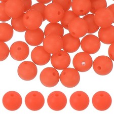 60Pcs Silicone Beads 9mm Bulk Beads for Keychain Making Orange