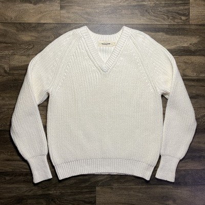 Guideboat Co. Deep River V-Neck Chunky Knit Sweater Men's L New Pearl Huckberry