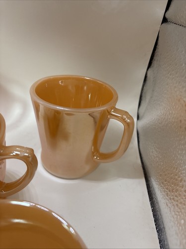 Vintage Fire King Peach Lustre creamer Cups Mugs Anchor Hocking Laurel leaf USA - Picture 6 of 21