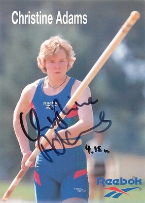 Christine Adams Autogrammkarte Leichtathletik Reebok Olympia 4.15m