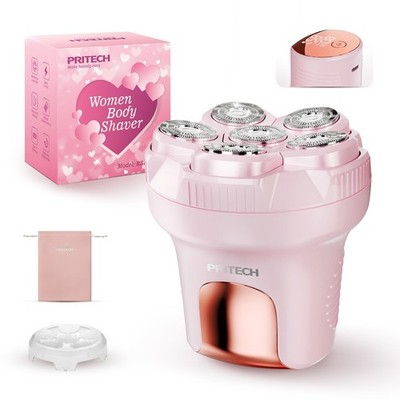 PRITECH Electric Razors for Women Legs, Easy-Clean Body Shaver, Wet & Pink