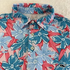 Vineyard Vines OTG Sankaty Polo Men  s S Pink Blue Floral Performance Golf Shirt