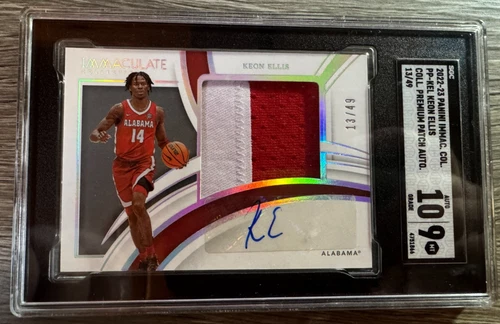 2022 Panini-Immaculate Patch Auto Autograph Keon Ellis /49 SGC 10/9 Alabama