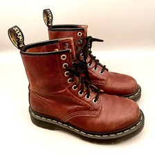 Stivali classici Dr. Martens 1460 taglia 5 pelle rosso ciliegia 8 occhielli pizzo combattimento doc