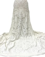 White Stretch Sequin Lace Fabric 4 Way Stretch Fabric 54''Width Sell by the Yard