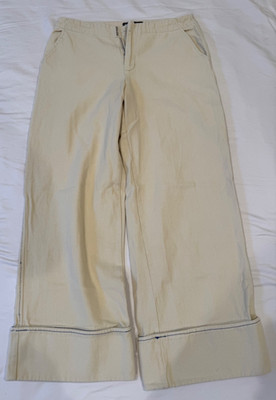 Zara Women's Pants White Roll Up Medium, Pre-owned Excellent Condition