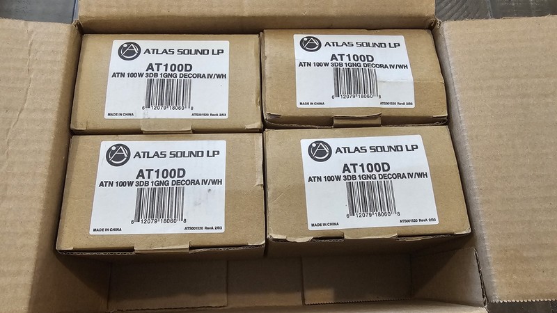 Atlas AT100D 100 Watt 70V Volume Control - White - Lot of 4 Qty. 0328-06KC