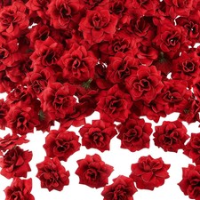 100 Pieces 1.77" Red Artificial Roses Head Bulk Small Silk Fake Rose Buds for...